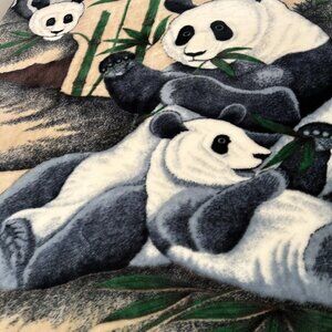 MINK BLANKET WITH PANDAS & BAMBOO - QUEEN SIZE 80" x 92"
